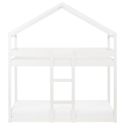 Wooden Kids House Bunk Bed EU Single Size White LABATUT