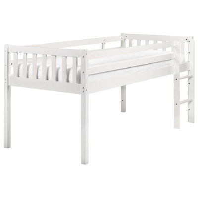 Wooden Kids Mid Sleeper Bed EU Single Size White PEIPIN