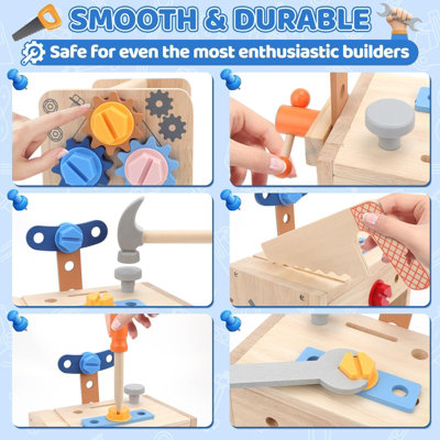 Wooden Kids Tool Set, 37 Pcs Construction Play Toy for 3 year old Boys ...