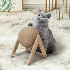 Wooden Kitty Activity Center Cat Scratching Ball Pet Toy