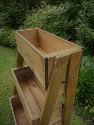 Wooden Ladder Planter Plant Garden Herb Strawberry Raised Vertical Stepped Tiered 620mm  Wide - 3