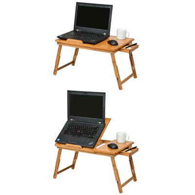 Wooden laptop stand, bed table 55x35x26 adjustable - brown