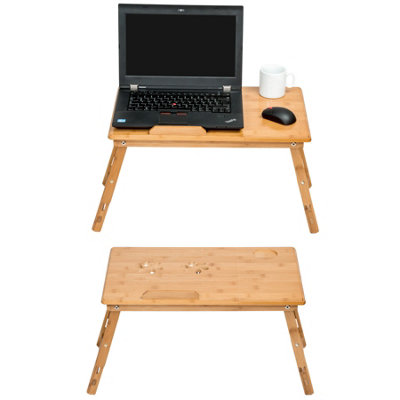 Wooden laptop stand, bed table 55x35x26 adjustable - brown