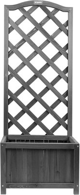 Wooden Lattice Planter, Rectangular Planter Trellis Panel For Climbing Plants, Raised Flower Bed for Outdoor/Indoor