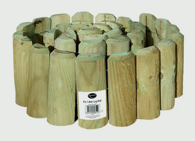 Wooden Lawn Log Roll Edging (H)15cm x (L)180cm x (D)5cm