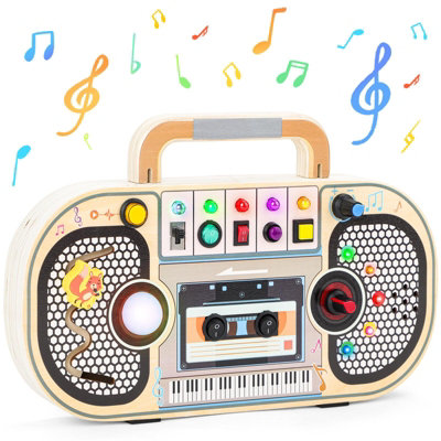 Wooden LED Radio Music Toy Interactive Light Sound Activity Board for ...