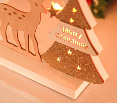 Wooden LED Reindeer Christmas Decoration