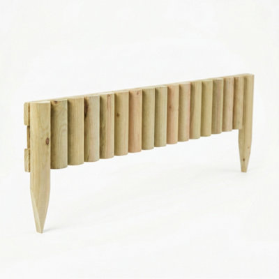 Wooden Log Picket Border Fence Panel Pressure Treated Garden Edging ...