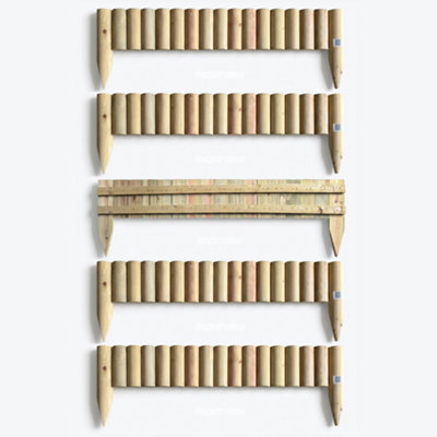 Wooden Log Picket Border Fence Panel Pressure Treated Garden Edging ...