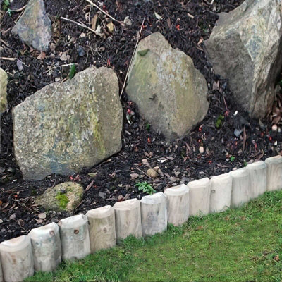 Wooden Log Picket Fence Panels Garden Wood Lawn Border Flower Edging Fencing Easy To Fix Timber  - 150 X 1000 mm - 8