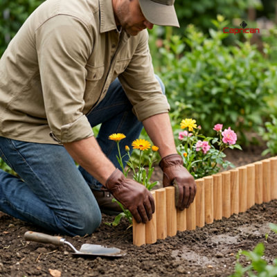 Wooden Log Roll Garden Edging Border Half Round Lawn Path Flower Bed ...