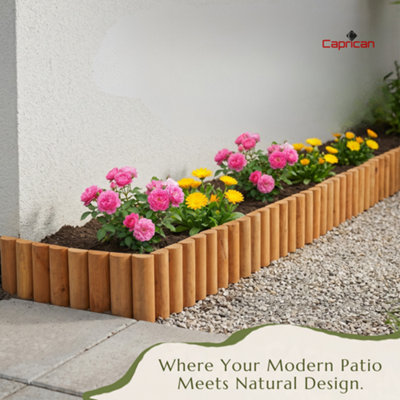 Wooden Log Roll Garden Edging Border Half Round Lawn Path Flower Bed ...