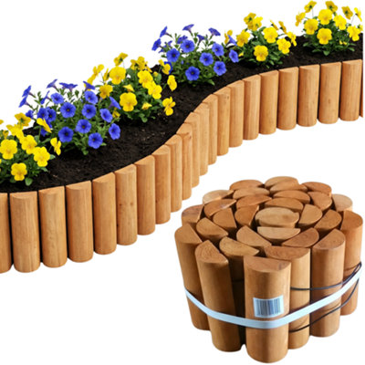 Wooden Log Roll Garden Edging Border Half Round Lawn Path Flower Bed ...