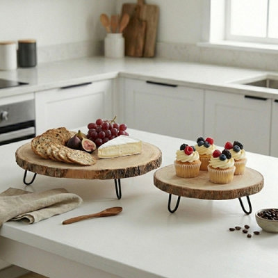 Wooden Log Serving Plate Duo Led