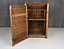 Wooden log store (roof sloping back) with door and kindling shelf W-119cm, H-180cm, D-88cm - brown finish