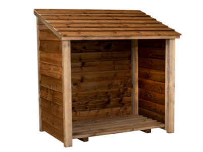 Wooden Log Store (W-119cm, H-118cm, D-71cm) Brown finish