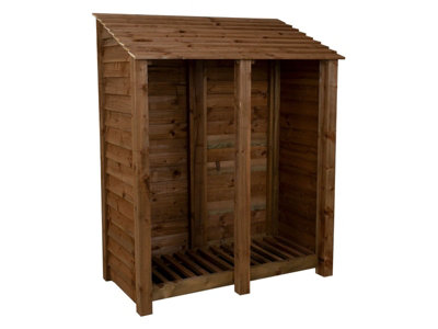 Wooden log store W-146cm, H-180cm, D-88cm - brown finish