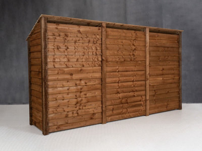 Wooden log store W-335cm, H-180cm, D-88cm - brown finish