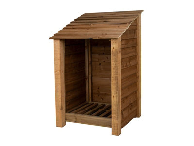 Wooden log store W-79cm, H-126cm, D-88cm - brown finish