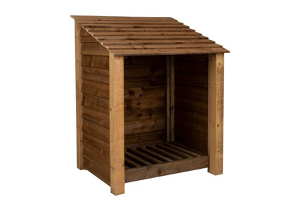 Wooden log store W-99cm, H-126cm, D-88cm - brown finish