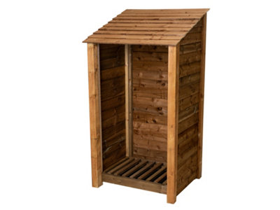 Wooden log store W-99cm, H-180cm, D-88cm - brown finish