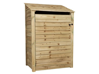 Wooden log store with door W-119cm, H-180cm, D-88cm - natural (light green) finish