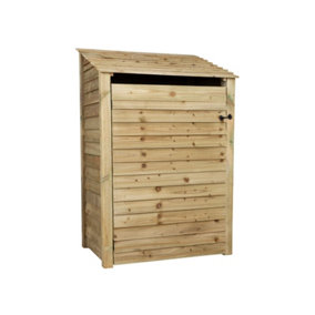Wooden log store with door W-119cm, H-180cm, D-88cm - natural (light green) finish