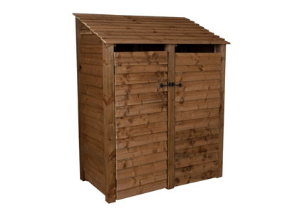 Wooden log store with door W-146cm, H-180cm, D-88cm - brown finish