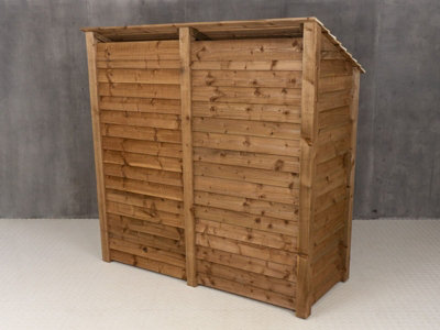 Wooden log store with door W-187cm, H-180cm, D-88cm - brown finish