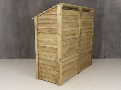 Wooden log store with door W-187cm, H-180cm, D-88cm - natural (light green) finish