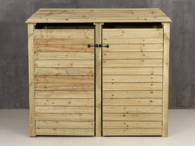 Wooden log store with door W-187cm, H-180cm, D-88cm - natural (light green) finish