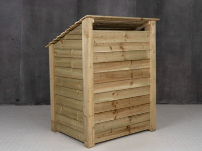 Wooden log store with door W-99cm, H-126cm, D-88cm - natural (light green) finish