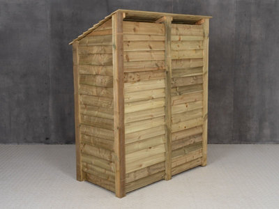 Wooden log store with kindling shelf W-146cm, H-180cm, D-88cm - natural (light green) finish