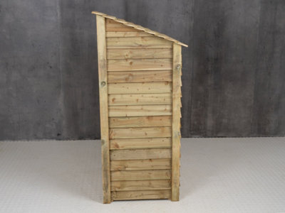 Wooden log store with kindling shelf W-99cm, H-180cm, D-88cm - natural (light green) finish
