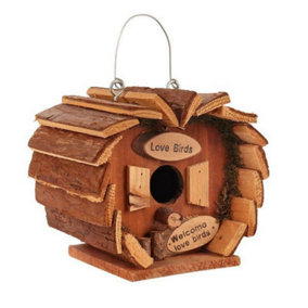 Wooden Love Birds Hotel Hanging Trees Nest Box Home Shelter Garden Ornament