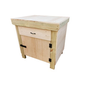 Wooden MDF top storage workbench with lockable cupboard and drawers (V.4)  (H-90cm, D-70cm, L-90cm)