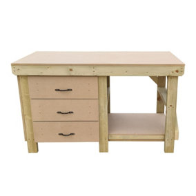Wooden MDF top tool cabinet workbench with storage shelf (V.7) (H-90cm, D-70cm, L-120cm)