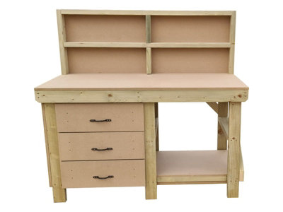 Wooden MDF top tool cabinet workbench with storage shelf (V.7) (H-90cm ...