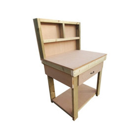 Wooden MDF top workbench, tool cabinet with drawer (V.1) (H-90cm, D-70cm, L-90cm) with back