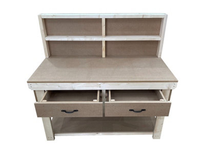 Wooden MDF top workbench, tool cabinet with drawers (V.1) (H-90cm, D-70cm, L-150cm) with back