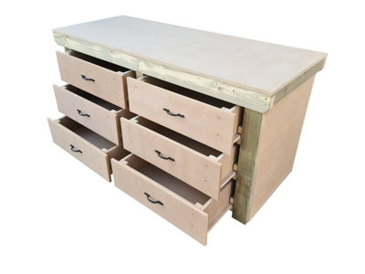 Wooden MDF top workbench, tool cabinet with drawers (V.2) (H-90cm, D-70cm, L-120cm)