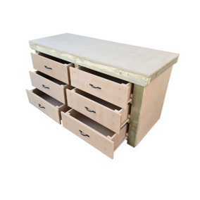 Wooden MDF top workbench, tool cabinet with drawers (V.2) (H-90cm, D-70cm, L-120cm)