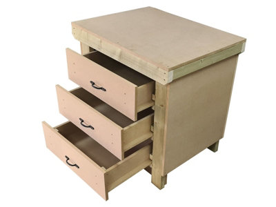 Wooden MDF top workbench, tool cabinet with drawers (V.2) (H-90cm, D-70cm, L-90cm)