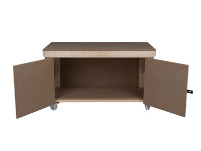 Wooden MDF Top Workbench With Lockable Cupboard (V.9) (H-90cm, D-70cm ...