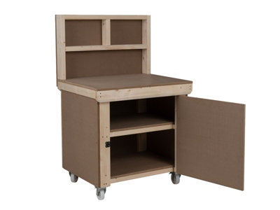 Wooden MDF Top Workbench With Lockable Cupboard (V.9) (H-90cm, D-70cm ...
