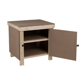 Wooden MDF Top Workbench With Lockable Cupboard (V.9) (H-90cm, D-70cm, L-90cm) with double shelf