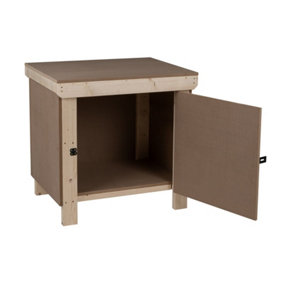 Wooden MDF Top Workbench With Lockable Cupboard (V.9) (H-90cm, D-70cm, L-90cm)