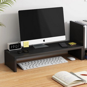 Wooden Monitor Stand for Desks Monitor Riser for iMac PC Laptop Black