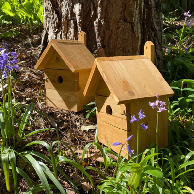 Wooden Multi-Hole Birdhouse Garden Nest Boxes (Set of 2) - 3