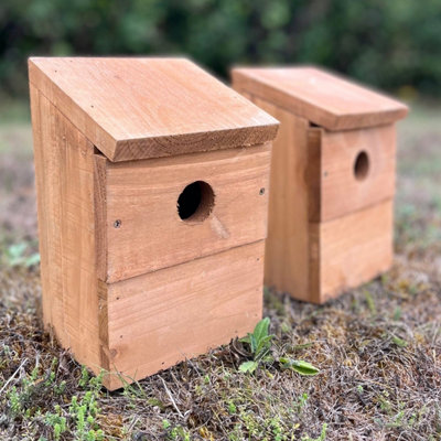 Wooden Multi-Hole Wild Bird Classic Nest Birdhouse Boxes (Set of 4) - 5